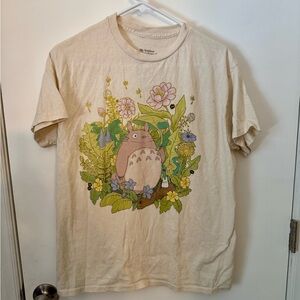 Totoro Cream Graphic T-Shirt with Floral Design